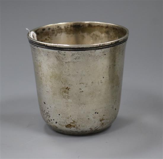 An 18th century? Russian white metal beaker, 71mm.
